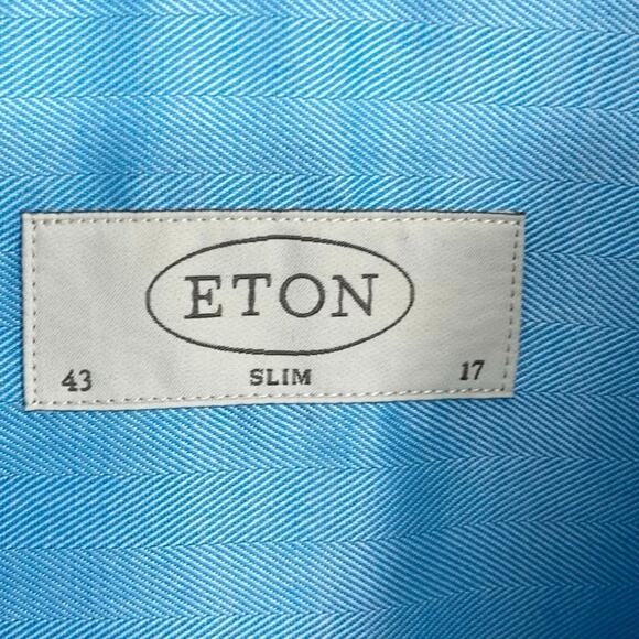 Eton Shirt Men’s 43 17 Dress Button Up Blue Quiet Luxury Old Money Professional - Picture 4 of 11